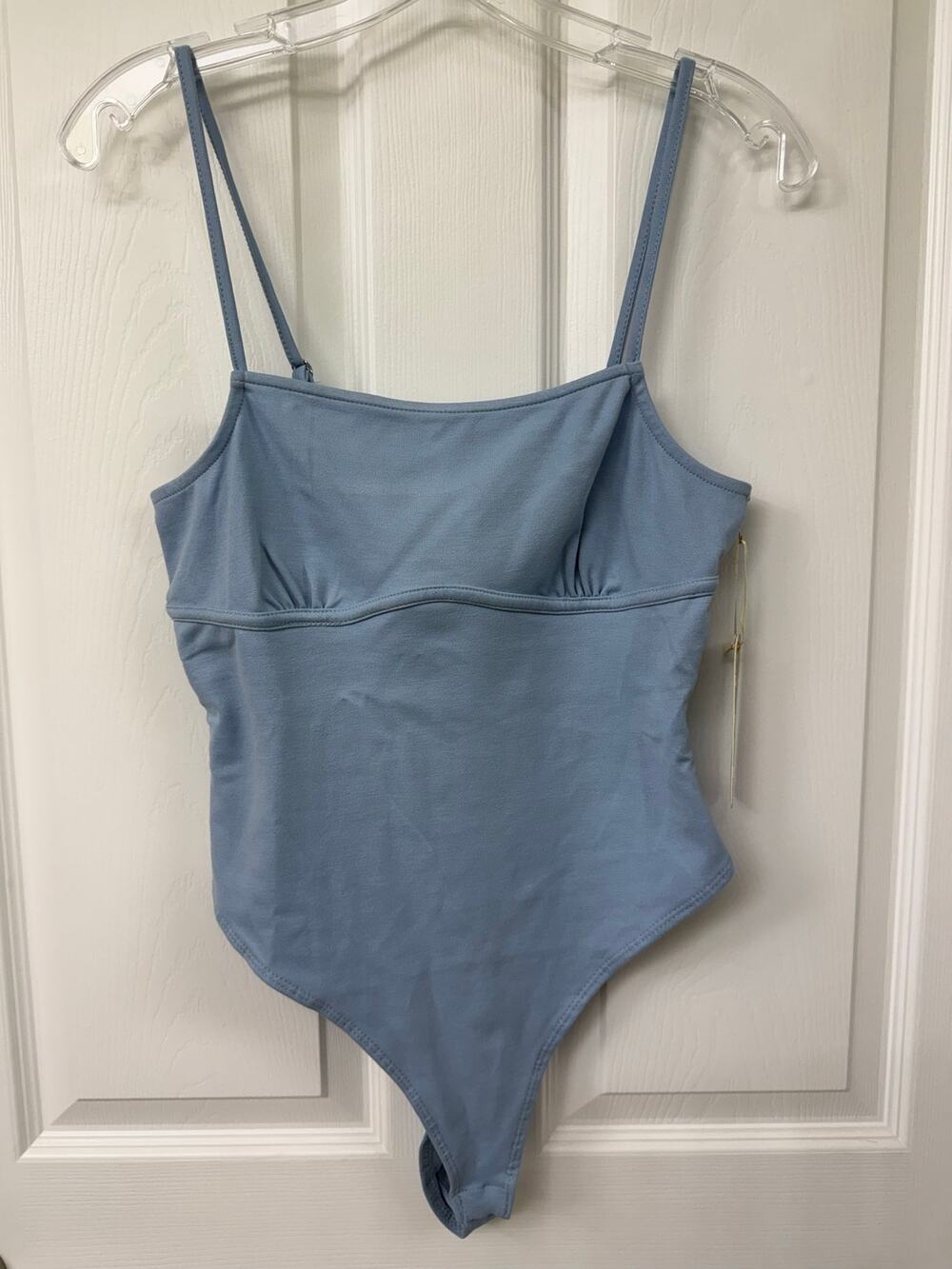 Iris small NWT Blue bodysuit thong square neckline adjustable spaghetti straps
